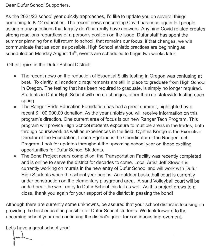 Supt. Letter
