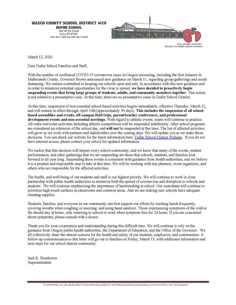 Superintendent Letter